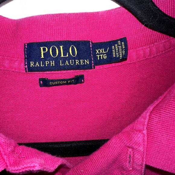 Polo Ralph Lauren Mens Size XXL Dark Pink Navy Pony Custom Fit Short Sleeve Polo - Picture 3 of 9